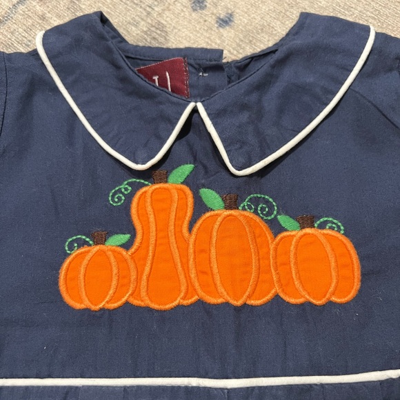 Lil Cactus navy blue pumpkin collared longall romper, size 18-24m - Picture 2 of 4